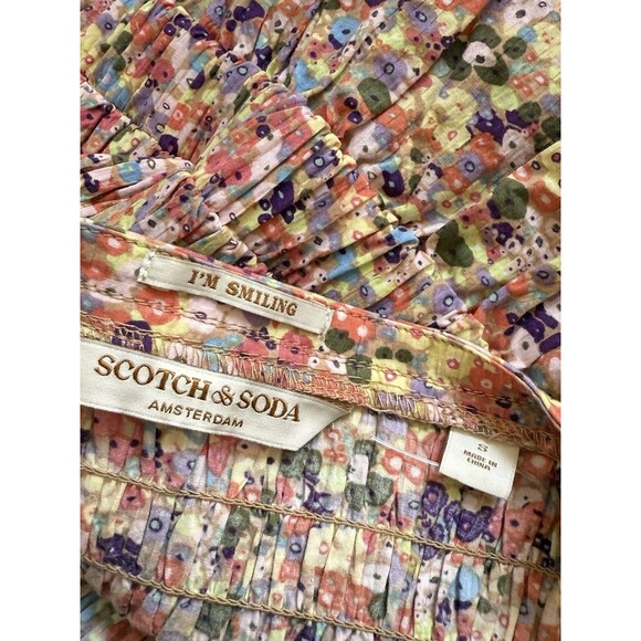 Scotch & Soda Strappy Seersucker Maxi Floral Dress Sz Small New - Picture 7 of 9